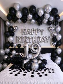 580件黑色與銀色氣球花環生日套裝，40英吋大數字鋁箔氣球，適合男士與女士，16歲生日、18歲生日、20歲生日、21歲生日、25歲生日、30歲生日、35歲生日、45歲生日派對裝飾 - 彩色 - 查看 7