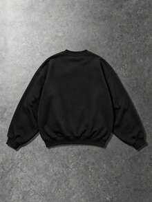 FRACTYR Men's Loose Crew Neck Sweatshirt, Vintage Skeleton Arm And Palm Sketch Print Long Sleeve Pullover, Dark Punk Streetwear - Black - View 7