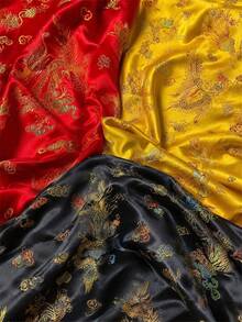 1pc Dragon & Phoenix Jacquard Fabric, Multi-Color Metallic Thread Woven Dragon & Phoenix Cloud Pattern, Shiny Satin Jacquard Cloth, Multiple Colors Available, Suitable For Festival Clothing, Gift Box Lining, Home Decor And DIY Sewing Crafts - Multicolor - View 11