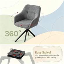 Ergonomic 360 °   Swivel Dining Chairs Chenille Kitchen Chairs With Armrests Flexible Rotation Stable Durable-Only Two Chairs - 1 - View 6