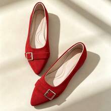 Women's Plus Size Mesh Floral Embroidered Flat Ballet Shoes, Vintage Style, Summer Black Cross Elastic Strap - Red - View 4