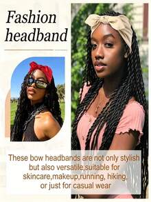 1pc Wide Rabbit Ear Headband For Women, Cute Sweet Girl Solid Color Hairband, Back To School Season Simple Elastic Knotted Bow Hair Accessory - Multicolor - View 4