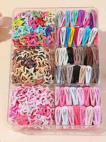 60/30/2pcs Star & Teardrop Snap Hair Clips, Cute Colorful Metal Hair Clips For Women, Non-Slip, Suitable For Fine & Thick Hair, Styling Accessory - Multicolor - View 5