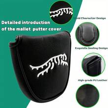 1pc Abstract Tiger Golf Club Head Cover, Golf Putter Cover, Fashionable Golf Club Protector, Suitable For Male And Female Golfers, Provides Best Protection For Your Golf Club Golf Accessories - Black - View 4