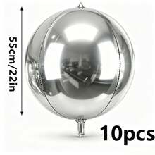 20/10/5/2pcs Silver Inflatable Mirror Reflective 4D Aluminum Foil Balloon Set - Reusable Disco Balloons Suitable For Birthday Party Decor, Holidays, Weddings And Various Events - Multicolor - View 13