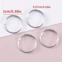 50pcs Silver Double Jump Rings, Key Rings, Used For Making Keychain Accessories, DIY Handmade Craft Assembly Connection Rings, Jewelry Making Accessories, Bag Accessories, Pet Accessories, Handmade Beaded Chains, Pendant Earring Clasps, Spacer Bead Connectors, Bag Keychain Clasps, Open Jump Rings, O-Ring Connectors, Double Loop Keychain Connection Rings DIY Supplies - Double Hoop Earrings - View 3