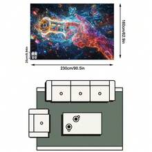 1PC Colorful Sci-Fi Mechanical Hand Game Controller Future Tech Style Crystal Velvet Rectangular Area Rug, Starry Sky Neon Light Effect Details, Machine Washable, Suitable For Gaming Room Bedroom Home Decor, All Season Use, Aesthetic Home Decoration - Multicolor - View 13
