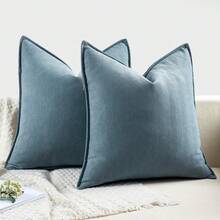 1 buah Sarung Bantal Pinggang Abu-abu Biru, Sarung Bantal Persegi Panjang Motif Tulang Ikan, Sarung Bantal Dekoratif dengan Tepi Berpipa, Tanpa Isi Dalam, Cocok untuk Sofa Ruang Tamu - Biru - View 10