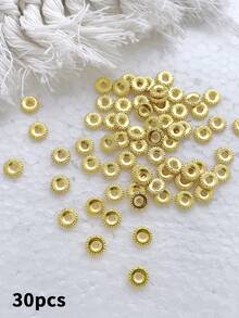 Mixed Set (50/30 Pcs) Bright Gold Spacer Beads – DIY Jewelry Findings For Bracelets, Necklaces, And Earrings - Gold - View 9