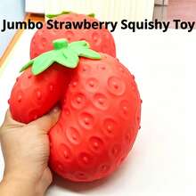 1pc Cute Large Strawberry Squishy, Slow Rebound Stress Relief Toy, Cheese Squishy, Dumpling Squishy, Fidget Toy - Multicolor - View 3