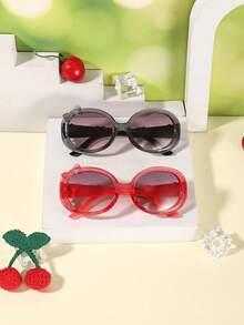 2pcs 3-8Y Girls Cute Bowknot Glitter PC Frame Fashion Eyeglasses For Party & Daily Dressing With Glasses Box - Multicolor - View 12