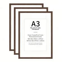 Mosearon 4/1組 30 X 40 cm MDF相框，A3與A4證書與海報框，無背板，配透明壓克力面板，適用於客廳、臥室與藝廊牆面裝飾，僅供展示 - 棕色 - 查看 10