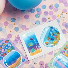 24pcs Colorful Fish Tank DIY Children Stickers, Make A Face Design Fish Tank Image, Parent-Child Interactive Puzzle Toy, Develops Children's Brain, Holiday Party Gift, Gift Packaging Sticker, Kindergarten Toy, Can Be Used For Home Decor, Stick On Table, Notebook, Balloon, Suitcase, Refrigerator, Etc. - Mixed Color - View 5