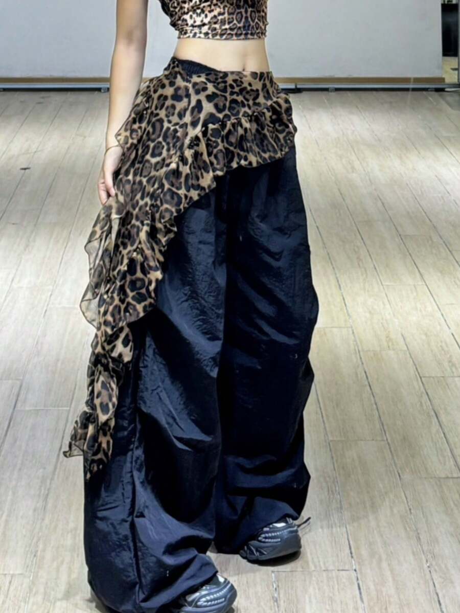 1pc Dance Skirt Jazz Dance Ruffled Hip Scarf With Niche Ribbon Waist Wrap Hip Apron Layered Waist Belt Street Dance Waist Scarf For Hot Girls - Black - View 1