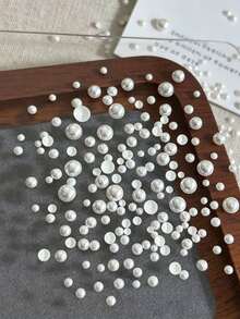 2 Boxes Fall, Autumn, Fall Nails Gentle Style Nail Art Pearl Decorations, Mixed Sizes Pure White Faux Pearls, Smooth Glossy Finish, DIY French Press-On Nails - Multicolor - View 3