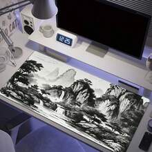 Chinese Style Landscape Mouse Pad, Big Tree Mountain Desktop Mat, Oversized Anime Gaming Keyboard Pad, Non-Slip Rubber Base, Extended Desktop Protective Mat, Suitable For Home Office - View 4