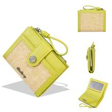 Baellerry 1pc Women's Short Bifold Wallet, 7 Card Slots With ID Window And Zipper Coin Pocket, Portable Wristlet Wallet, Suitable For Travel, Outdoor, Daily Use - Multicolor - View 18