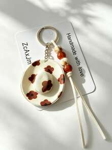 1pc Cowboy Hat Beaded Pendant Keychain Keyring Bag Charm Accessory, Suitable For Wallet, Handbag And Other Bag Decoration - Multicolor - View 7