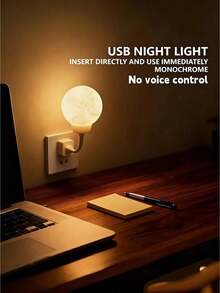USB Smart Night Light With Adjustable Gooseneck; Voice-Controlled Mini Night Light Featuring Three Lighting Modes And English Voice Control Support; A Creative Plug-In Moon Lamp And USB Bedside Light With Preset Settings.Decorative Room Lights - Multi-color - View 12