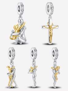 1pc Fashionable Exquisite Hugging Cross Beaded Pendant, Suitable For DIY Making Bracelets, Necklaces And Other Jewelry, Perfect Gift For Women - Multicolor - View 10