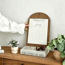 1pc A4 Vintage Wooden Clipboard, 2D Flat Clip Writing Board, Multi-Functional Folder, Suitable For Sketching, Notes, Photos, Desktop Decor Prop, School, Office And Back To School Gift - Multicolor - View 2