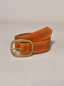 1pc Minimalist Retro Versatile Women's Belt Solid Color Elegant Punk Palace Style PU Leather Belt For All Seasons - Burnt Orange - View 2