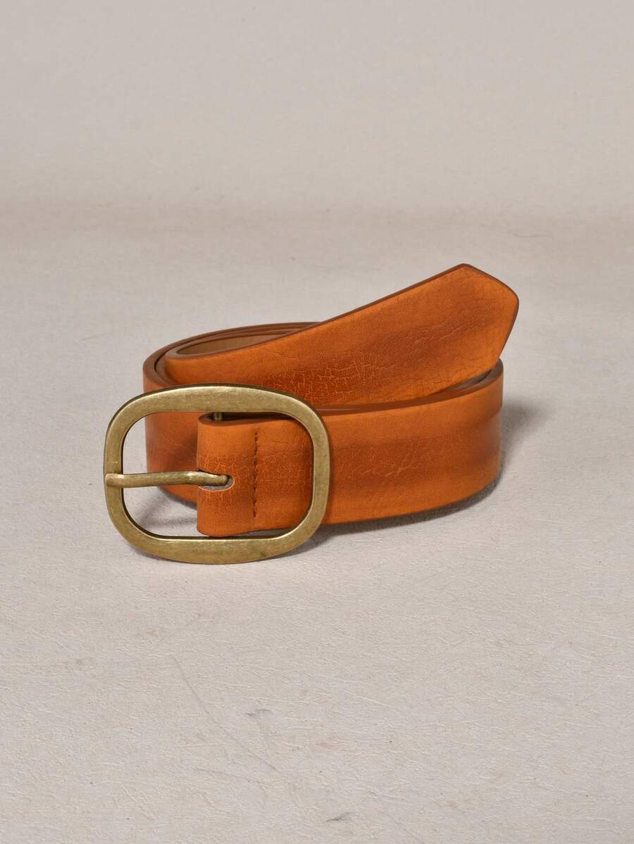 1pc Minimalist Retro Versatile Women's Belt Solid Color Elegant Punk Palace Style PU Leather Belt For All Seasons
