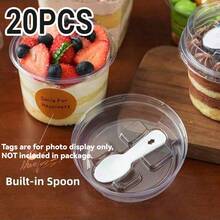 1/20/30/50pcs Transparent Dessert Cups/Tiramisu Boxes With Lids And Spoons, Stackable Dessert Containers, Suitable For Mousse, Fruit, Cake Slices, Bakery Takeout And Home Baking - Multicolor - View 21