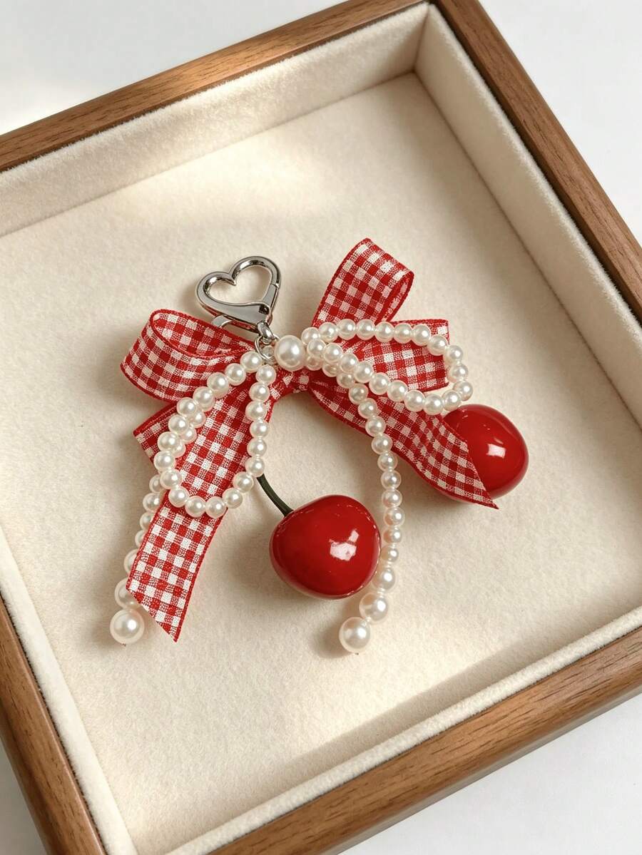 1pc Elegant Cute Zinc Alloy Bowknot Pearl Pendant Phone Case Keychain All Seasons - Multicolor - View 1