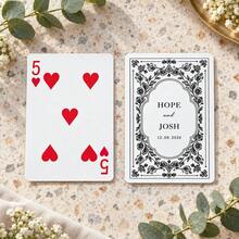 1pc Personalized Custom Name Date Wedding Poker Cards, Vintage Black Floral Back Playing Cards, Wedding Favor Gift For Couples, Party Game Home Decor - Multicolor - View 14