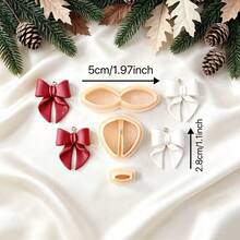 Christmas Theme Polymer Clay Cutter, Christmas Duck, Bow, Candy Cane Shaped Clay Mold Set, Christmas Atmosphere Earring Making Tools, Soft Clay Jewelry Making Mold - Apricot - View 10