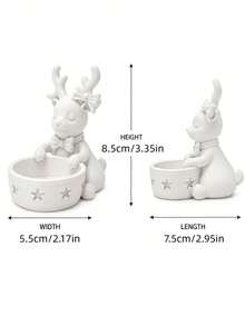 1pc 3D Printed Christmas Reindeer Jewelry Tray, Bowknot Decor, Ring Earring Necklace Storage, Desktop Ornament - Multicolor - View 6