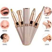 4-In-1 Women's Electric Facial Trimmer, Full Body Hair Remover, Rechargeable, Painless, Eyebrow/Nose/Bikini Hair Trimmer - A - View 3