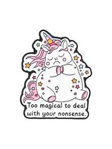 Cute Unicorn Enamel Pins, Cartoon Pink Unicorn Quote Brooch, Decorative Lapel Pin For Backpack Jacket - Multicolor - View 13