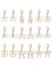 10/20/100pcs Oil Drop Butterfly Metal Pendant DIY Universal Clasp Charm Accessories Bowknot Pendant Bracelet Necklace Earring Decoration - Red - View 9