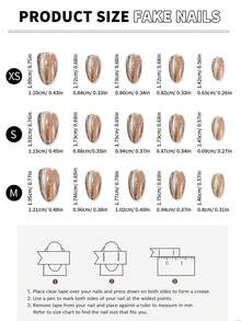 SKY CLOUD 10pcs Handmade Long Almond Shape Autumn Nail Art Stickers Short Glossy Y2K Nail Supplies Artificial Nail Tips - Multicolor - View 6