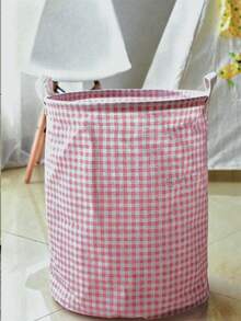 Fabric Storage Basket, Clothing & Toy Organizer Bin, Waterproof Foldable Inner Layer, Grid Storage Basket, Laundry Basket - Pink - View 3