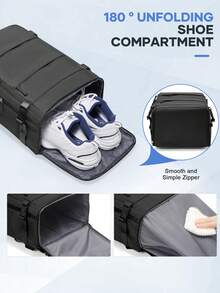 Large Capacity Travel Backpack Unisex, Compliant With Flight Standard Size, Carry-On Backpack, Waterproof Nylon, Wear-Resistant Material, Breathable Back Support, Dry/Wet Separation Shoe Compartment, Minimalist Versatile Travel Backpack, Multi-Functional Business Backpack, Middle School/High School/College Student Backpack, Laptop Backpack, Hiking Backpack, Student Backpack, Lightweight Weekend Backpack, Multi-Compartment Pockets For Organized Storage, Fits 14"/15" Laptop, Suitable For School, Commute, Travel - Multicolor - View 7
