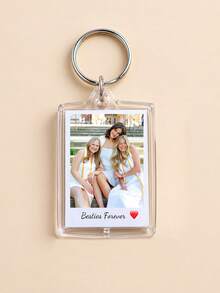 Custom Photo & Text Personalized Keychain, Couple Photo Keyring, Valentine's Day Gift, Birthday Gift, Suitable For Family, Christmas, Acrylic Material - Multicolor - View 11