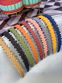 Matte Frosted Floral Thin Headband With Anti-Slip Teeth Inside, Women's Daily Hair Accessory For Managing Loose Strands - Multicolor - View 5