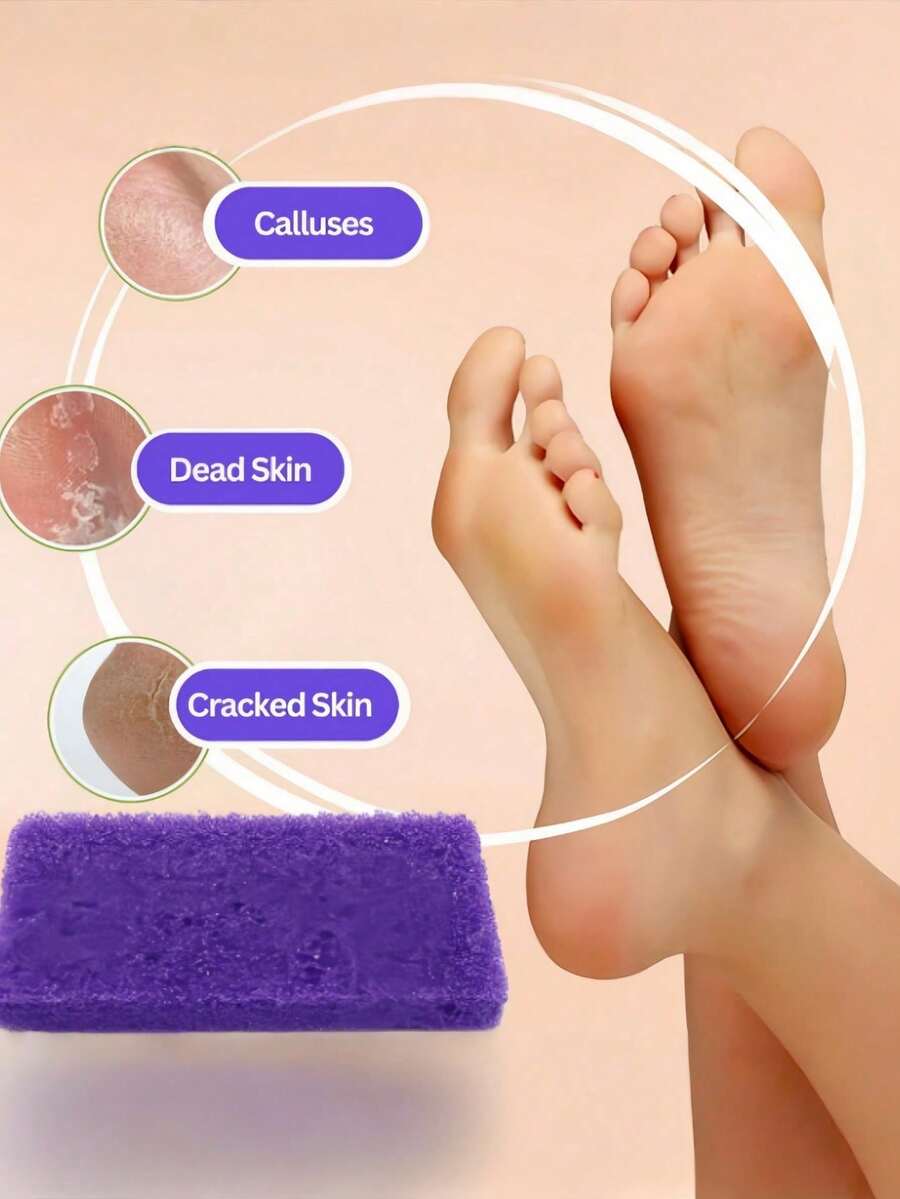 1pc Foot Pumice Stone Exfoliating File, Dead Skin Remover, Foot Care Pedicure Tool, Salon Foot Scrub Pad, Friction Board, Unisex Pedicure Exfoliating Tool, Double-Sided Foot File, Volcanic Rock Material, Can Remove Dead Skin, Foot Scrub - Multi-color - View 1