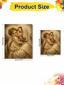DIY Digital Oil Painting Kit - Virgin Mary Kisses The Child, Beginner Canvas Art Handmade Painting Craft, Home Decor For Living Room, Bedroom, Holiday Gift, Includes Painting Tools. - Sets - View 4