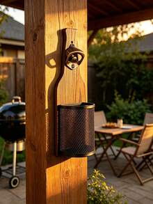 1pc Bottle Opener, Rustic Wooden Wall Mounted Bar Tool With Cap Catcher ...