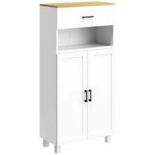 Freestanding Kitchen Cupboard, Nordic Storage Cabinet With Drawer, And Open Countertop Living & Dining Room, 130cm, White - 1 - View 9