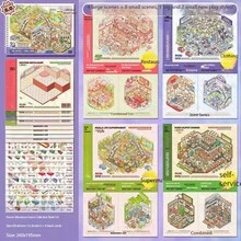 1pc Miniature Scene Collection Book 9.0 City House Landscape Multi-Style Fun DIY Sticker Material, With Positioning Lines And Sticker Partition, Scrapbook Supplies Notebook Accessories, Back To School Stickers, School Supplies - Sticker Book - View 6