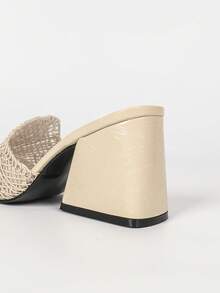 Women's Elegant Woven Breathable Mesh New Style Square Toe Open Toe Slip-On Sandals, Chunky Heel Summer Fashion Comfortable Daily Outdoor Activity Wear High Heel Sandals - Apricot - View 8