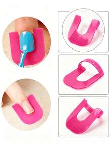 Nail Polish Anti-Spill Model Clip, Nail Edge Gradient Print French Manicure Tool - Pink - View 3