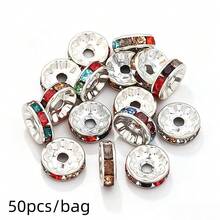 50顆金色調白色水鑽DIY手工隔珠，可用於珠寶製作項鍊，散珠，圓形帶孔 - 圓形隔珠 - 查看 27