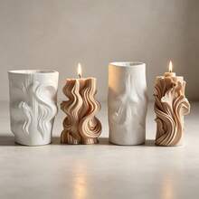 1pc Artistic Wavy Pleated 3D Candle Silicone Mold, Abstract Streamlined Texture Aromatherapy Candle Making Mold, Handmade DIY Fragrance Decor, Suitable For Resin, Plaster, Handmade Soap, Soft And Easy To Demold, Home Soft Decoration, Self-Made Atmospheric Desktop Ornament - Multicolor - View 8