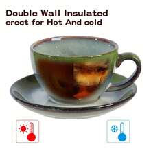 Classic Ceramic 2-Piece Coffee Cup And Saucer Set, Retro Color Series, Suitable For Home Or Cafe, Dishwasher, Microwave, Oven And Refrigerator - Multicolor - View 9